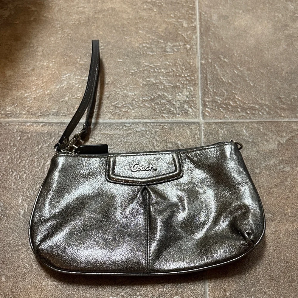 Coach Shimmering Silver/gold/pewter Wristlet